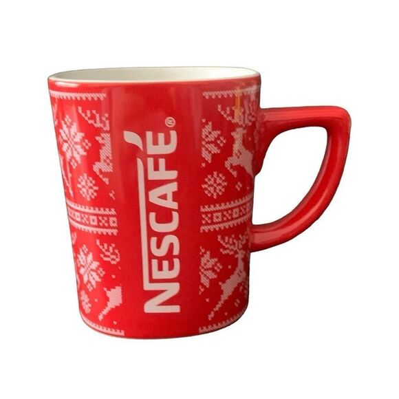 Vintage Nescafe Red Christmas Mug with Collectible Ceramic Design Christmas Char - Picture 3 of 11